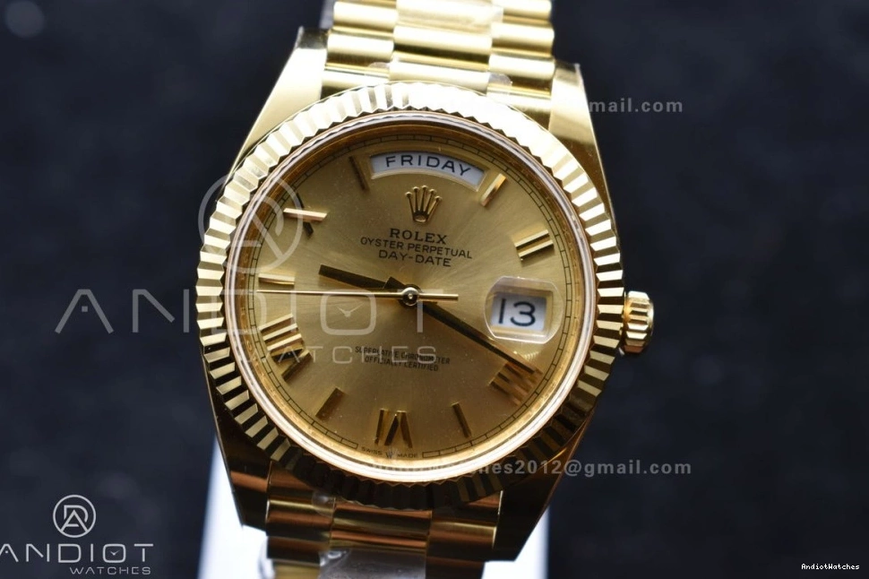 YG Bracelet 658 1:1 40 Weight) Edition Gold Dial Day VR3255 Date Best ARF (Gain Stretchable President 228238 On Roman 0523